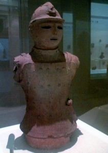 Haniwa terracotta figurine of warrior with armour detail